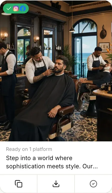 A ready-to-post ZippityOne post pack for a barbershop