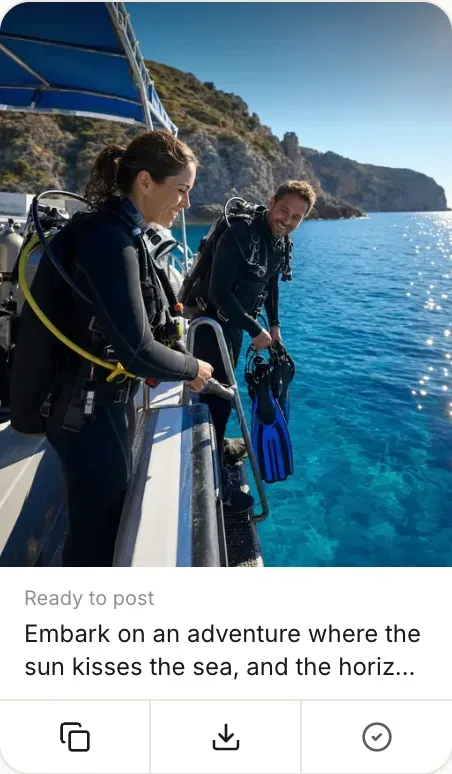 A ready-to-post ZippityOne post pack for a scuba diving business